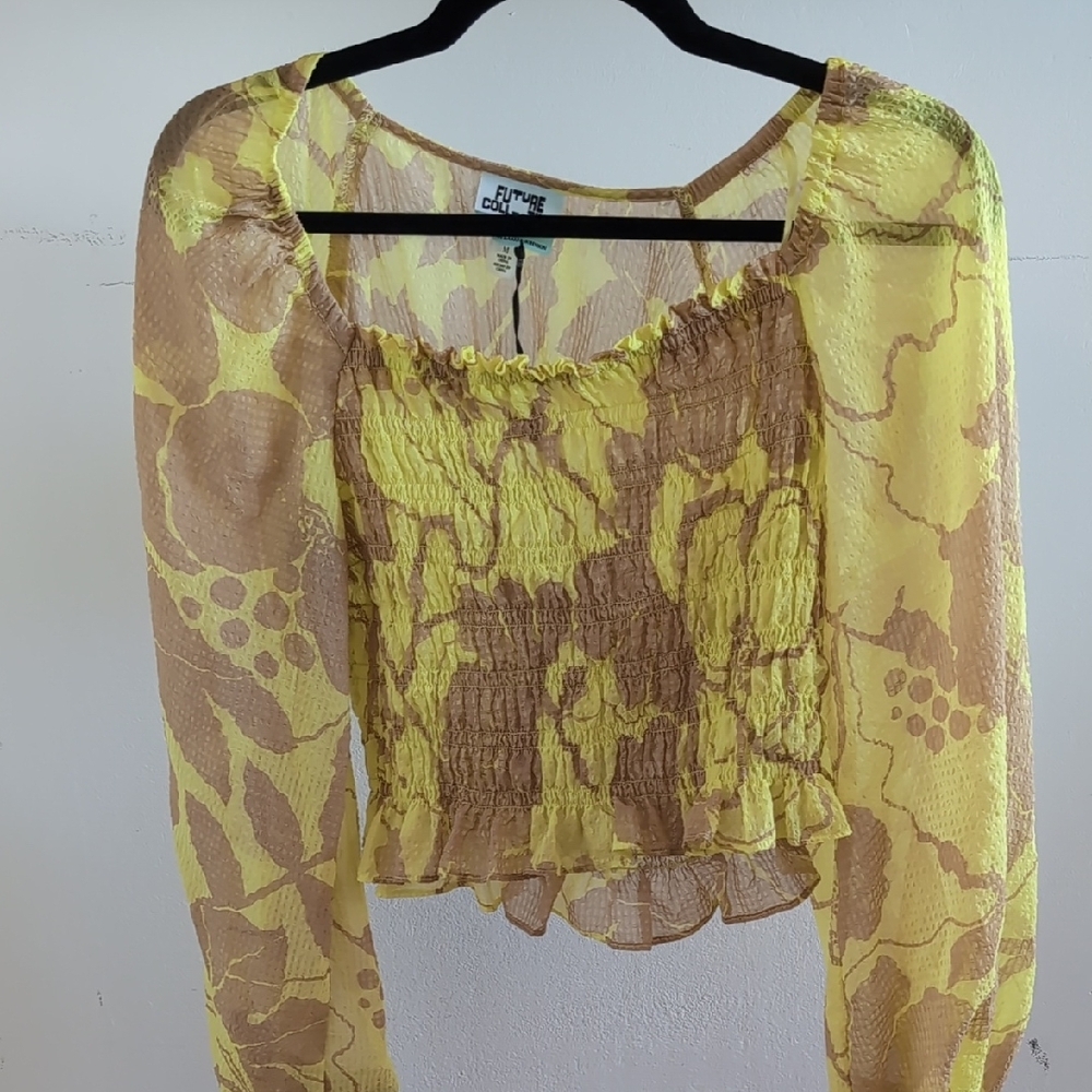 Floral Yellow Sheer Top